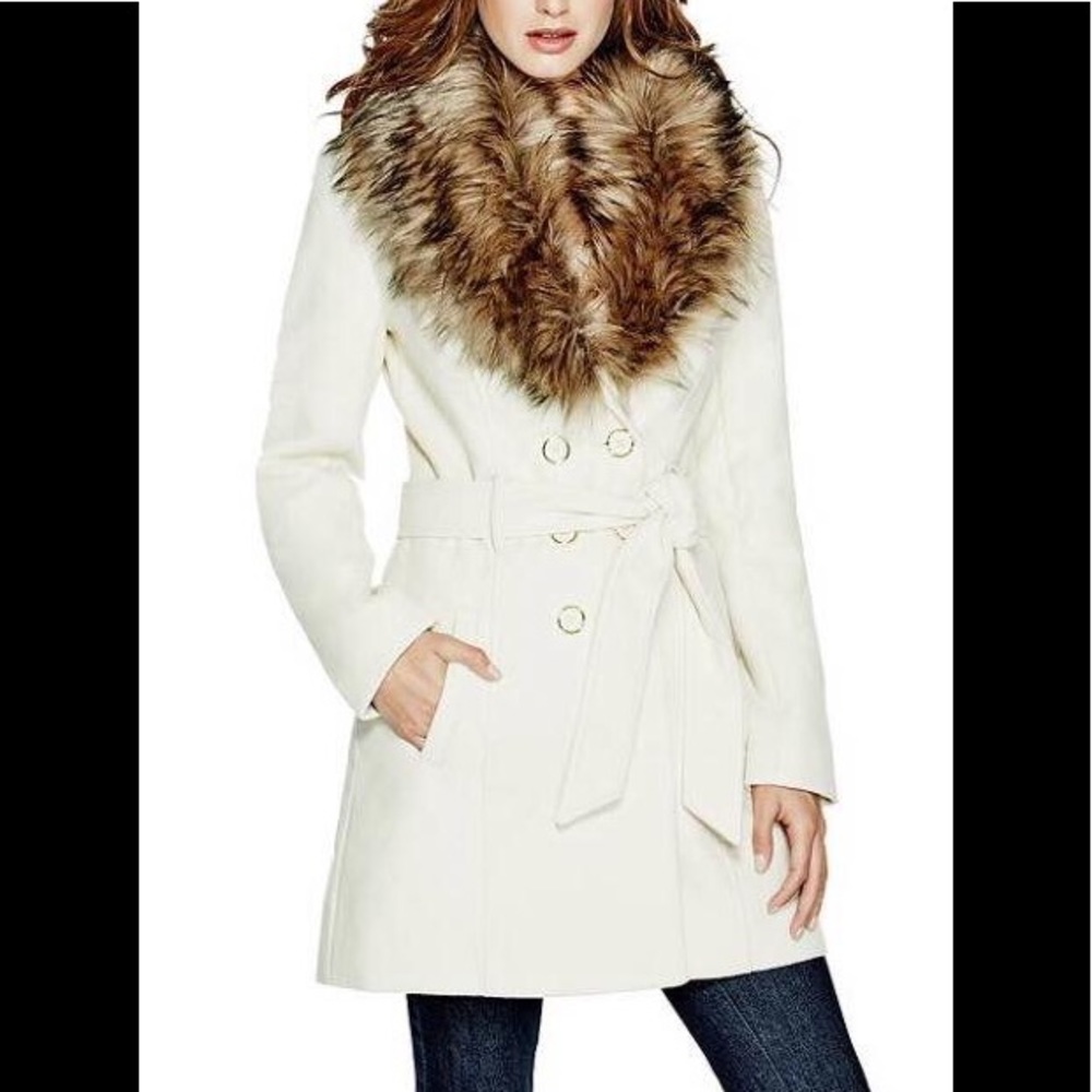 Guess coat w/ faux fur, brand new with tags